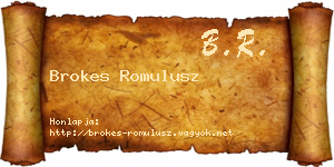 Brokes Romulusz névjegykártya